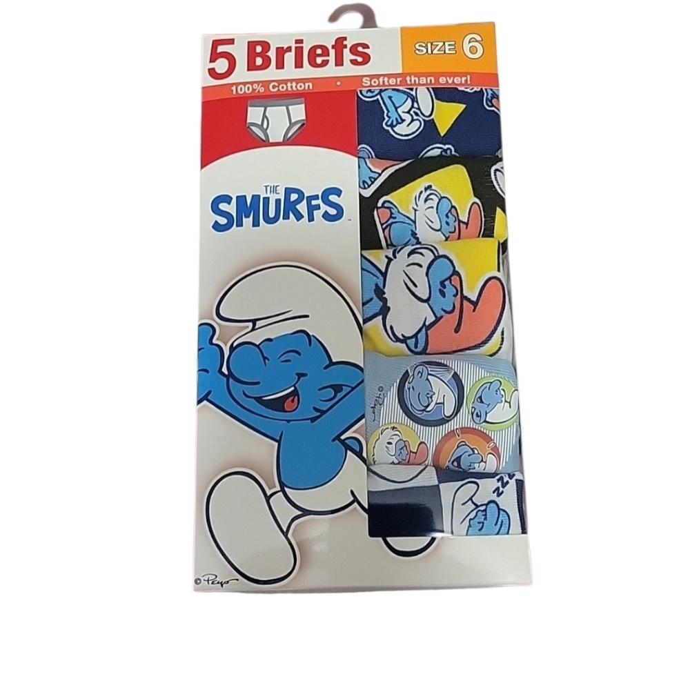 The Smurfs Boys 5 Briefs Size 6